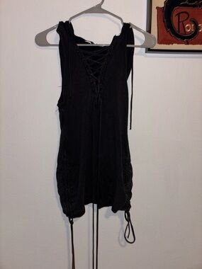 Women’s Black Lace-Up Sleeveless Top